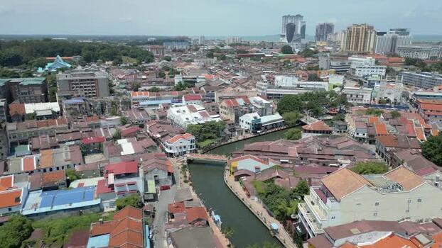 Aerial view of Malacca River and historic city Malaysia. Aerial view of Malacca River and historic city Malaysia.