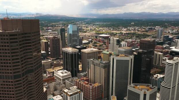 Aerial view of Denver city skyline United States.