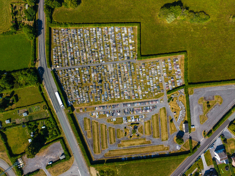 Aerial view of the cemetery in Rocroi Grand Est France. Aerial view of the cemetery in Rocroi Grand Est France.