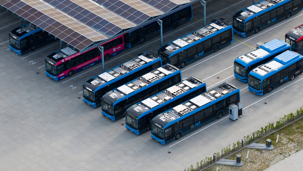 Purmerend Netherlands 15 June 2026 Aerial view of Electric Public Transport Charging Hub in Purmerend Purmerend Netherlands 15 June 2026 Aerial view of Electric Public Transport Charging Hub in Purmerend