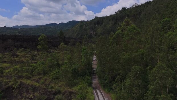 Aerial view of a road near Mount Batur in Kintamani Indonesia. Aerial view of a road near Mount Batur in Kintamani Indonesia.