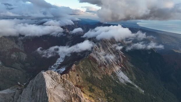 Aerial view of Pizzo d Uccello mountain range in Italy.