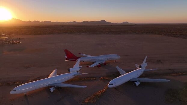 Aerial view of planes at sunset United States. Aerial view of planes at sunset United States.