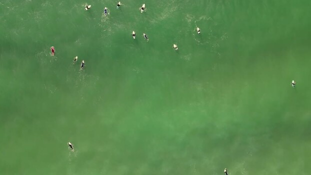 Aerial view of surfers at Praia da Mata Portugal. Aerial view of surfers at Praia da Mata Portugal.