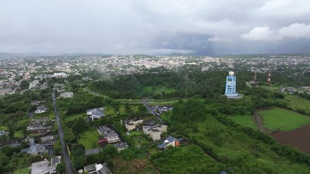 Aerial view of Trou aux Cerfs volcano in Curepipe Mauritius.
