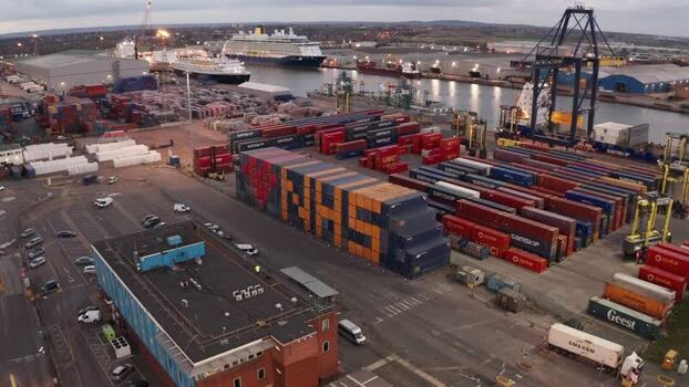 Aerial view of Port of Tilbury United Kingdom. Aerial view of Port of Tilbury United Kingdom.