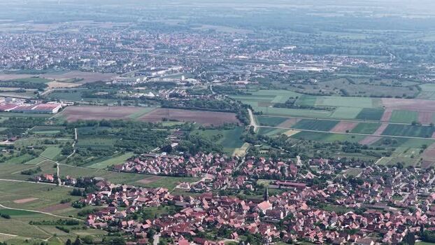 Aerial view of the town of Selestat France.