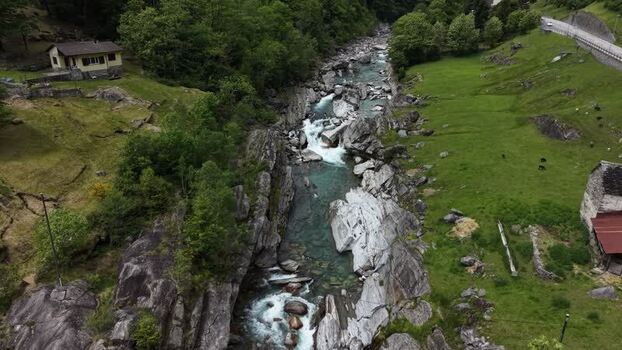 Aerial view of Valle Verzasca river Switzerland. Aerial view of Valle Verzasca river Switzerland.