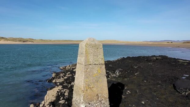 Aerial view of Ballyness Bay stone marker in Gortahork Ireland. Aerial view of Ballyness Bay stone marker in Gortahork Ireland.