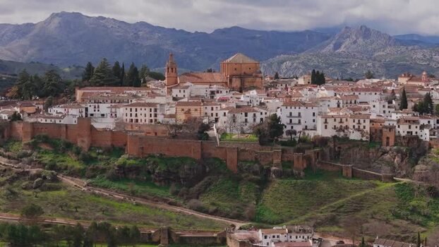 Aerial view of the historic walled city of Ronda Spain. Aerial view of the historic walled city of Ronda Spain.