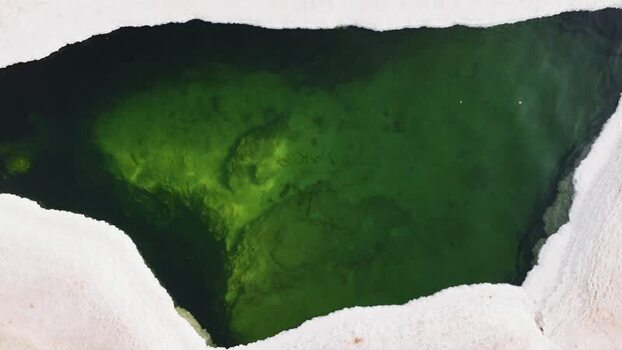Aerial view of the green Danakil Salt Lake pool Ethiopia. Aerial view of the green Danakil Salt Lake pool Ethiopia.