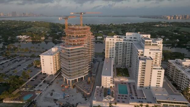 Aerial view of construction site in Miami Beach United States.