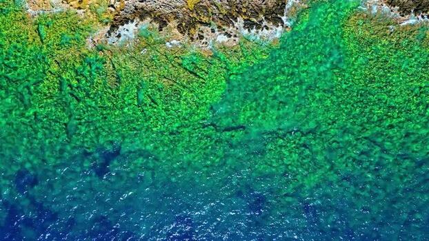 Aerial view of the rocky coastline of Crete Greece.