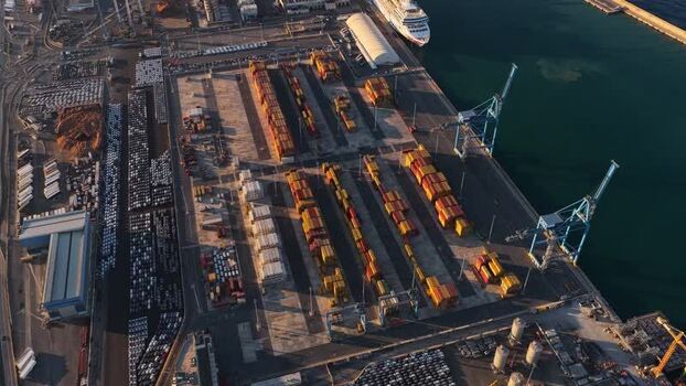 Aerial view of Civitavecchia Port with shipping containers Italy. Aerial view of Civitavecchia Port with shipping containers Italy.