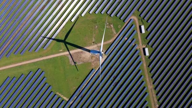 Aerial view of Chelveston Wind Farm and solar panels United Kingdom. Aerial view of Chelveston Wind Farm and solar panels United Kingdom.