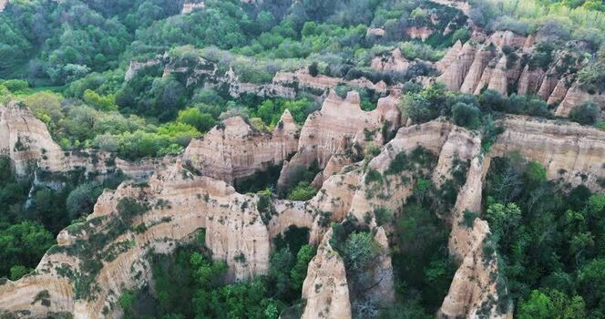 Aerial view of the Balze del Valdarno erosion formations in Tuscany Italy. Aerial view of the Balze del Valdarno erosion formations in Tuscany Italy.