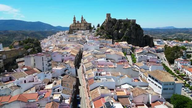 Aerial view of Olvera Castle and the white village Spain. Aerial view of Olvera Castle and the white village Spain.
