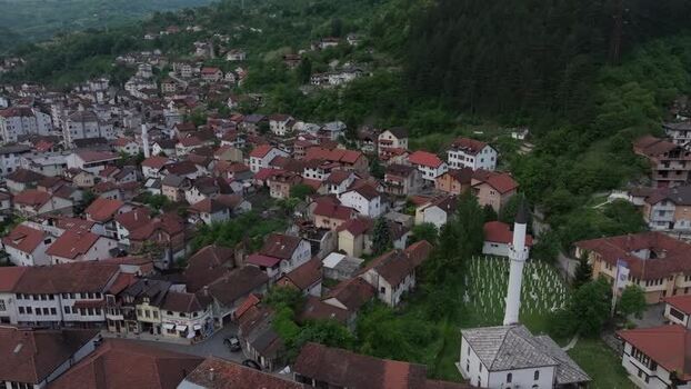 Aerial view of the historic town of Mostar Bosnia and Herzegovina. Aerial view of the historic town of Mostar Bosnia and Herzegovina.