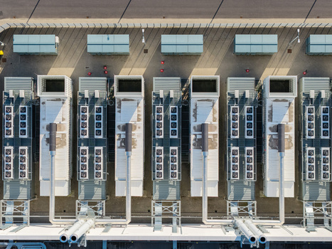 Aerial view of the cooling units and infrastructure at Vantage Data Centers BER1 in Ludwigsfelde Brandenburg Germany. Aerial view of the cooling units and infrastructure at Vantage Data Centers BER1 in Ludwigsfelde Brandenburg Germany.