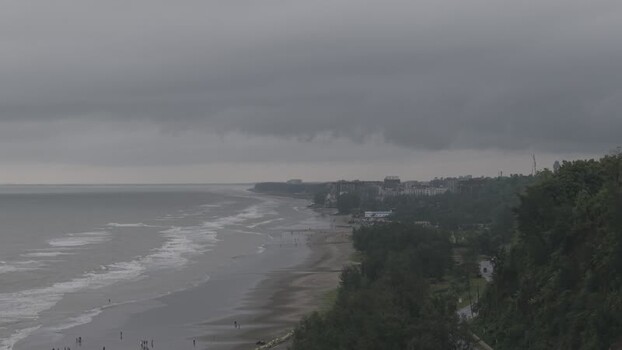 Aerial view of Marine Drive and coastline in Himchori Bangladesh.
