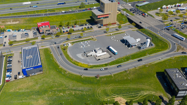 Aerial View of Rolande Hydrogen and LNG Gas Station