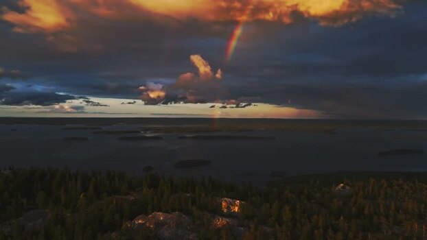 Aerial view of Koli National Park at sunset Finland. Aerial view of Koli National Park at sunset Finland.