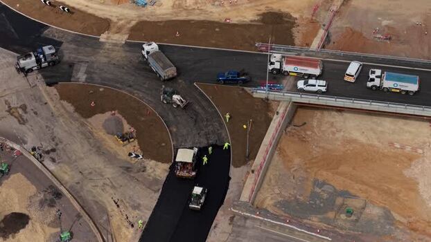 Aerial view of Black Cat Roundabout construction United Kingdom.