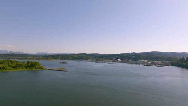 Aerial view of Columbia River near Astoria Oregon United States.