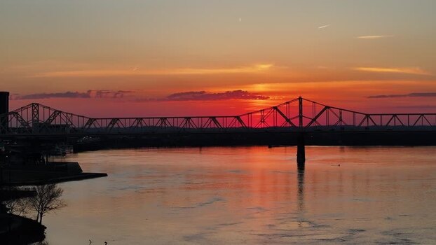 Aerial view of the George Rogers Clark Memorial Bridge United States. Aerial view of the George Rogers Clark Memorial Bridge United States.
