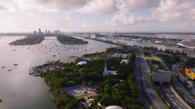 Aerial view of MacArthur Causeway United States.