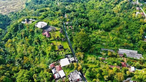 Aerial view of Mount Batur View Point in Kintamani Indonesia.