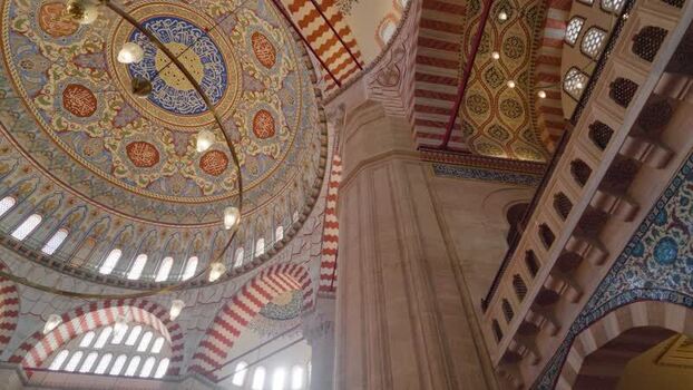 View of Selimiye Mosque interior in Edirne Turkiye. View of Selimiye Mosque interior in Edirne Turkiye.