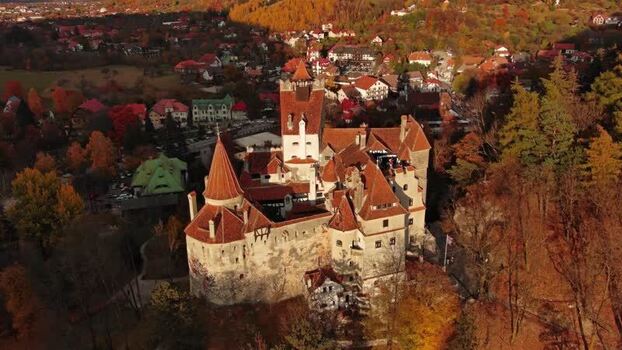 Aerial view of Bran Castle in autumn Romania. Aerial view of Bran Castle in autumn Romania.