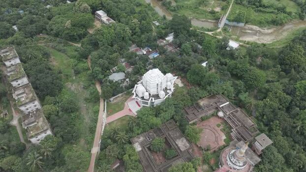 Aerial view of University of Chittagong temple Bangladesh.