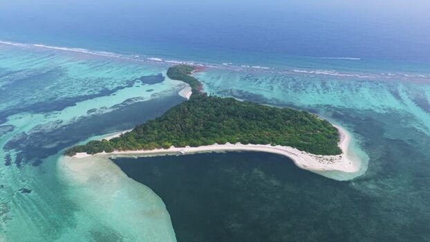 Aerial view of Fenboahura island in the Maldives.