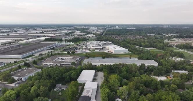 Aerial view of industrial park in Indianapolis United States.
