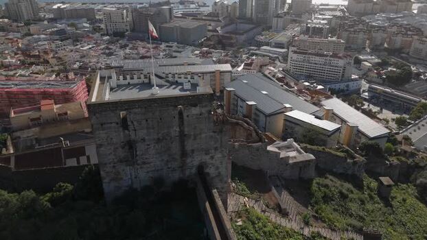 Aerial view of Moorish Castle in Gibraltar Gibraltar. Aerial view of Moorish Castle in Gibraltar Gibraltar.