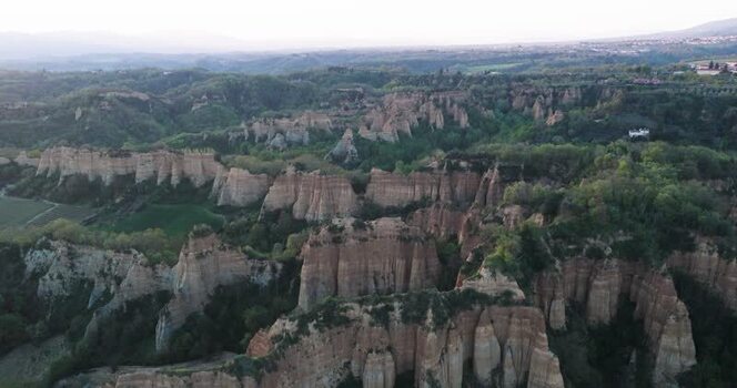 Aerial view of Balze del Valdarno rock formations Italy. Aerial view of Balze del Valdarno rock formations Italy.