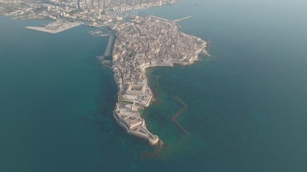 Aerial view of the Island of Ortigia and Castello Maniace Italy. Aerial view of the Island of Ortigia and Castello Maniace Italy.