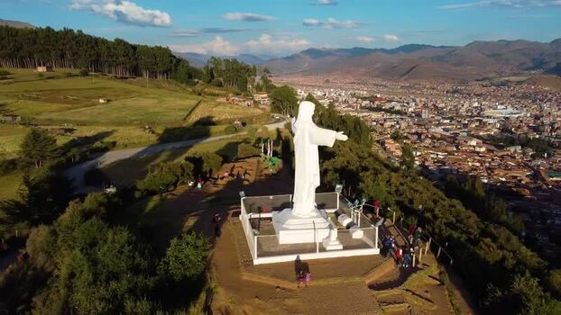 Aerial view of Cristo Blanco statue in Cusco Peru. Aerial view of Cristo Blanco statue in Cusco Peru.