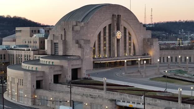 Aerial view of Union Terminal station United States. Aerial view of Union Terminal station United States.