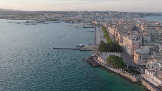 Aerial view of the Island of Ortigia waterfront in Syracuse Italy. Aerial view of the Island of Ortigia waterfront in Syracuse Italy.
