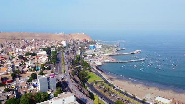 Aerial view of Malecon de Chorrillos and coastline in Lima Peru. Aerial view of Malecon de Chorrillos and coastline in Lima Peru.