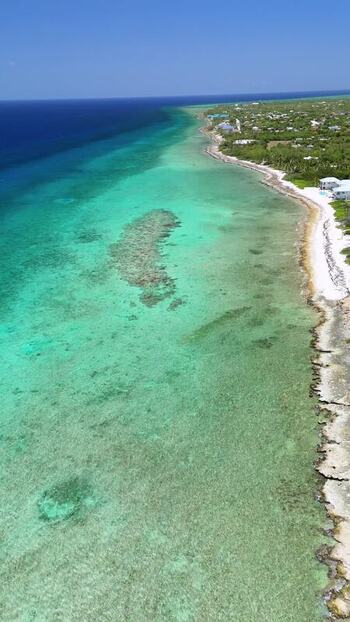 Aerial view of Grand Cayman coastline Cayman Islands.