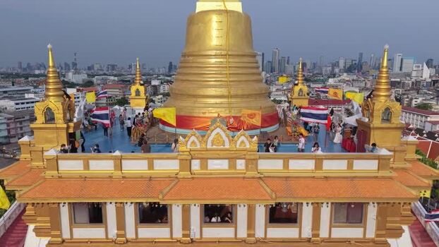 Aerial view of Wat Saket Ratchawora Mahawihan Thailand.