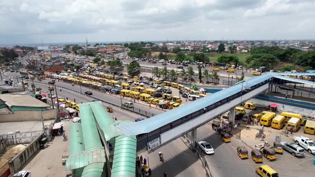 Aerial view of Ojodu Berger transport hub in Lagos Nigeria. Aerial view of Ojodu Berger transport hub in Lagos Nigeria.