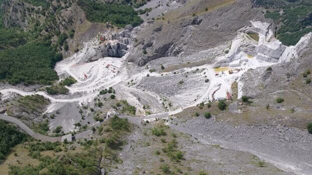 Aerial view of Carrara marble quarries in Tuscany Italy. Aerial view of Carrara marble quarries in Tuscany Italy.