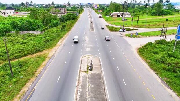 Aerial view of a multi lane highway in Port Harcourt Nigeria.