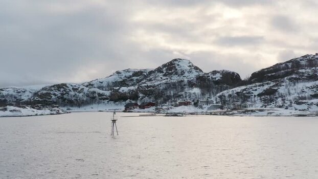 View of the Brensholmen coastline with a buoy Norway.