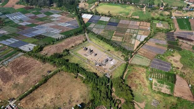 Aerial view of Candi Arjuna temple complex in Indonesia. Aerial view of Candi Arjuna temple complex in Indonesia.